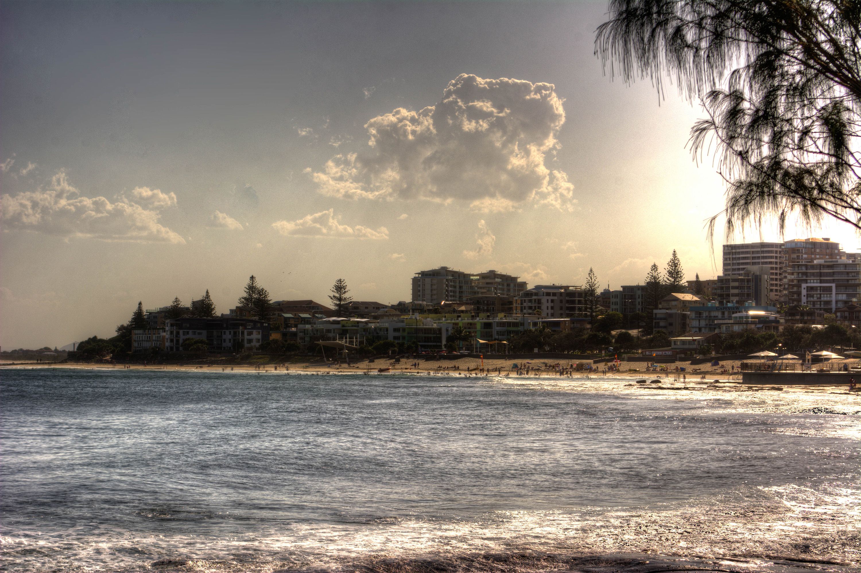 Kings Beach was named after the King family, the first residents in the area. After living at Moffat Head in James Moffat’s home for a while, they moved to the Kings Beach area in 1893. Within Kings Beach's boundaries is Wickham Head, a headland off which the hospital ship AHS Centaur is believed to have been sunk by Japanese submarines in 1943.