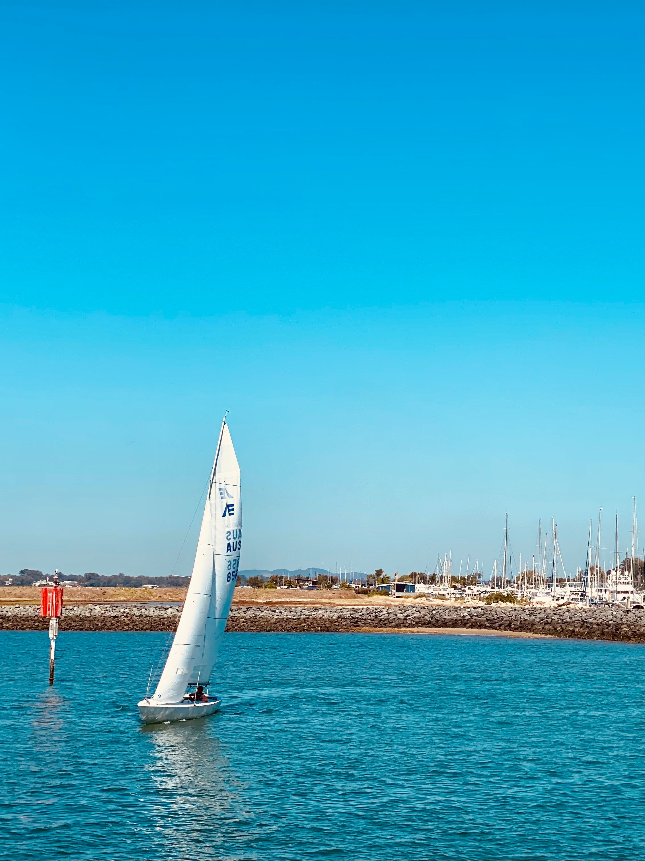 Saturday adventures to Manly Boat harbour on a clear day. Manly, Queensland, Australia. 21 August 2021