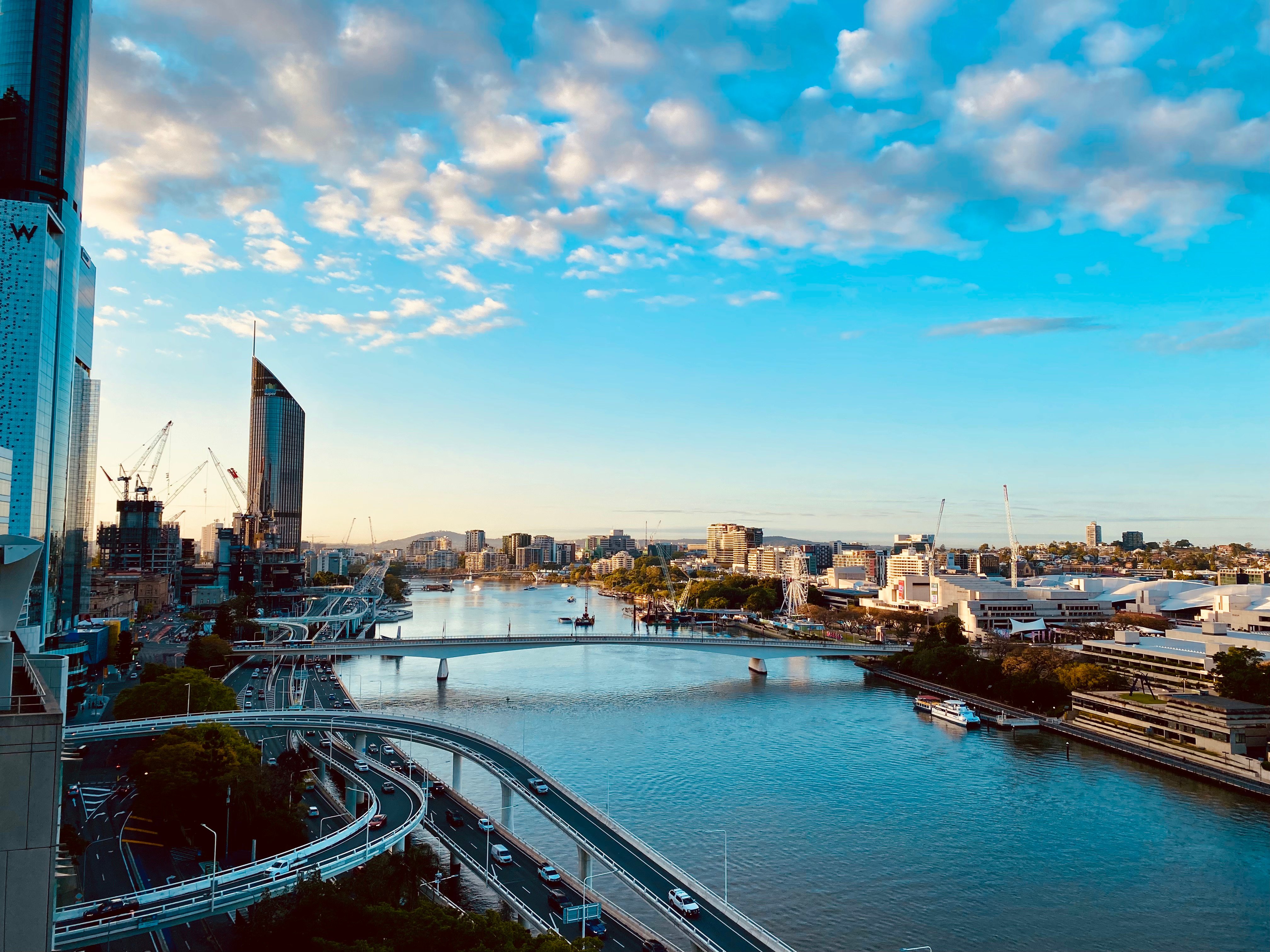 Sunset over the Brisbane River. Brisbane, Queensland, Australia. 29 August 2021