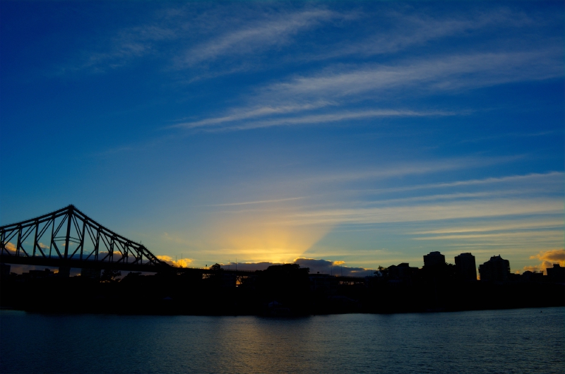 Early Morning Brisbane Sunrise Over The River.