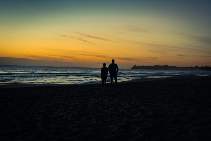 Watching the sunrise at Currimundi Beach