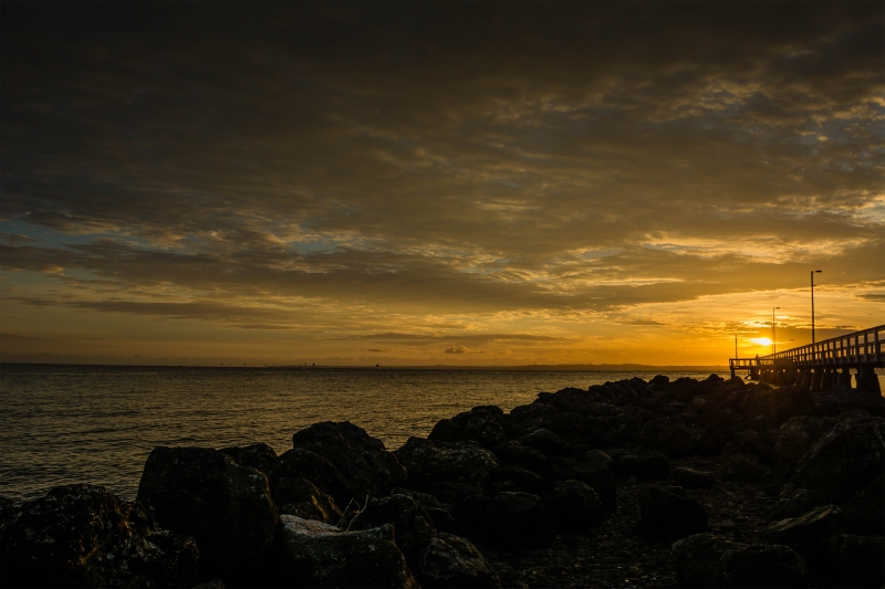 Sunrise by Moreton Bay at Wellington Point, Queensland, Australia