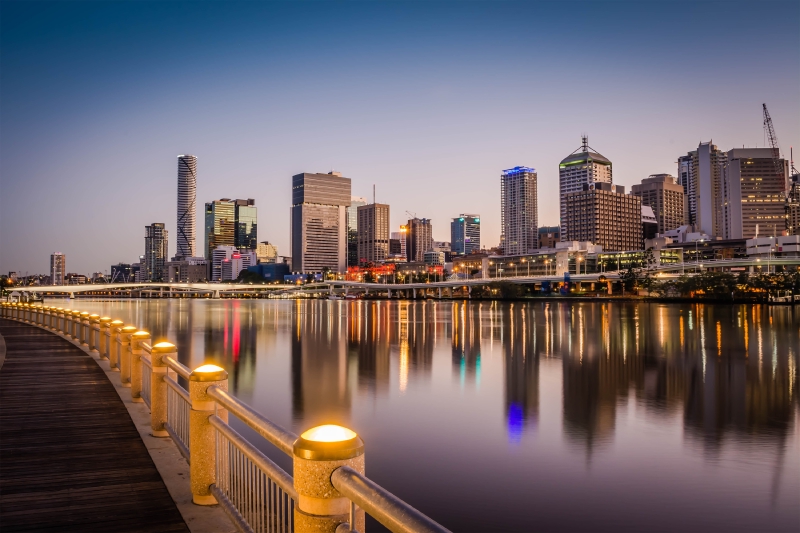 Brisbane before sunrise, without a cloud in the sky!